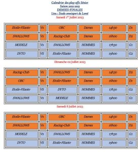 Programme des demies-finales 