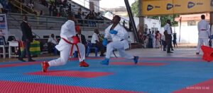 une phase de la finale de Kumité séniors hommes + de 84 kg