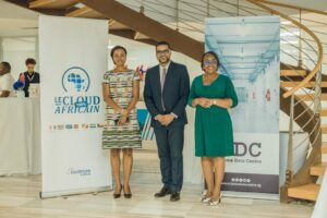Mme Attia Byll , DG SIN , Anthony Same PDG groupe ST Digital , Mme Justine Adebiyi, DG ST DIGITAL 