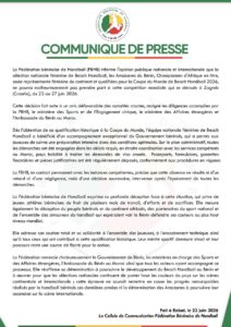 Communiqué officiel de la FBHB