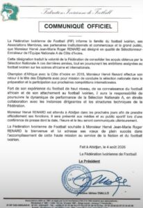 Le communiqué de la FIF